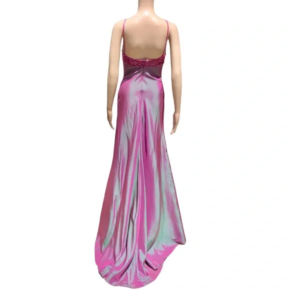 Elie Saab NWT with defects pinkish ombré formal gown with sequin top and wrap - Picture 3 of 15